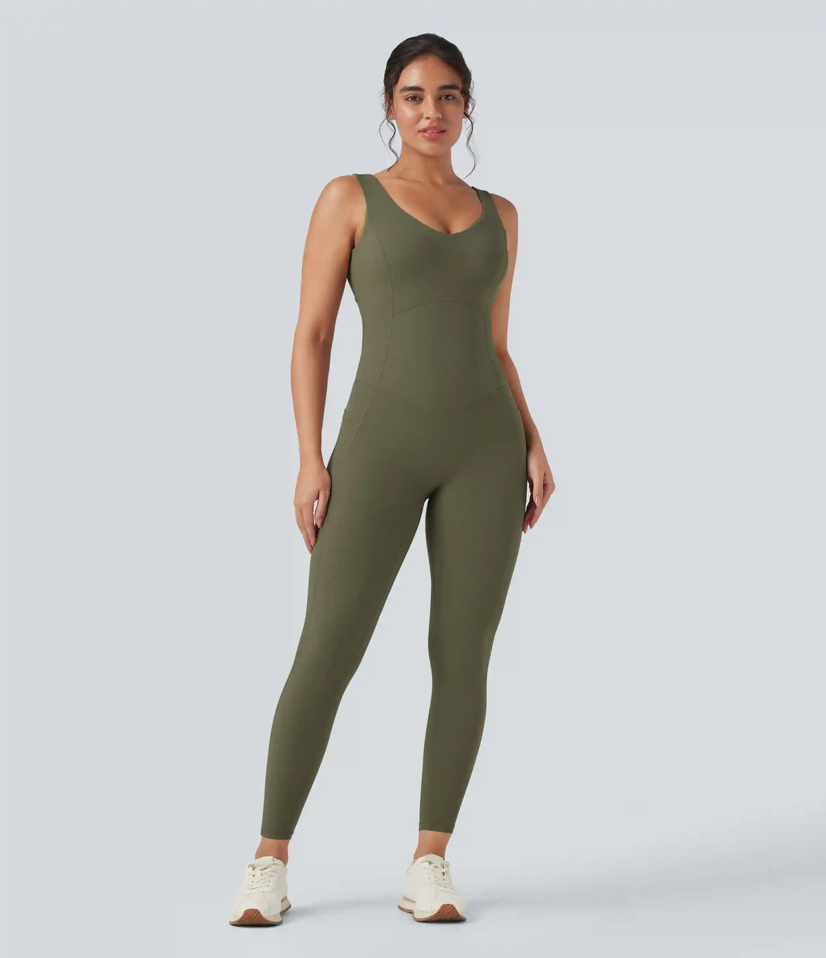 Halara UltraSculpt™ V Neck Tummy Control Butt Lifting Workout Jumpsuit with Pockets
