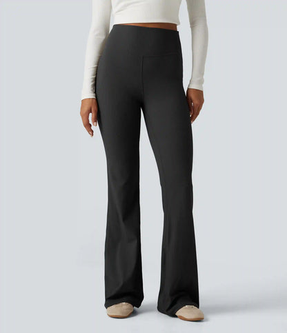 Ribbed High Waisted Bootcut Yoga Leggings with Pocket