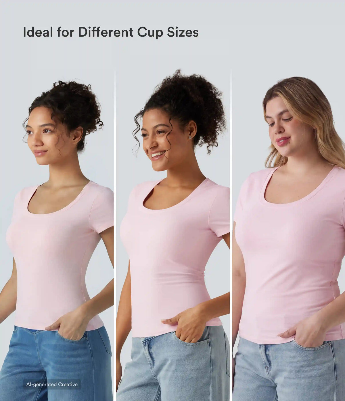 Halara Cotton Jersey Scoop Neck Short Sleeve Built-in Bra Casual T-Shirt B-DD Cups