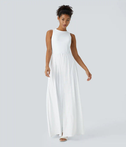 Breezeful™ Zipper Sleeveless Pocket Contrast Quick Dry Jumpsuit