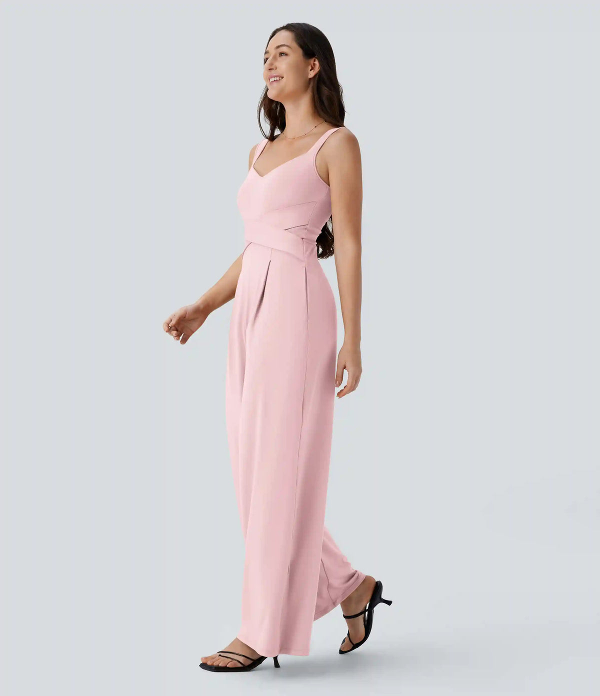 U Back Sleeveless Casual Jumpsuit with Pockets