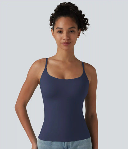Scoop Neck Built-in Bra Casual Tank Top B-E Cups