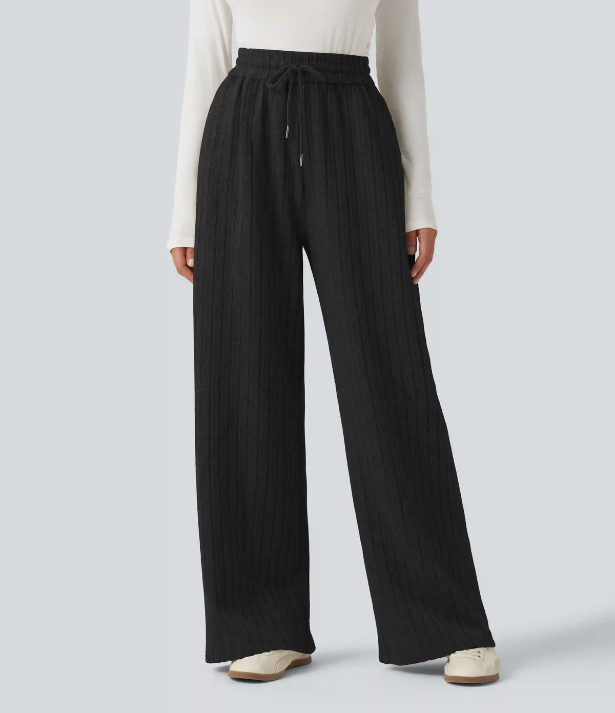 High Waisted Drawstring Baggy Casual Pants with Pockets
