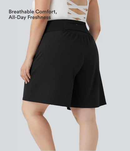 Plus Size SoftlyZero™ Airy High Waisted InstantCool Yoga Bermuda Shorts with Pockets