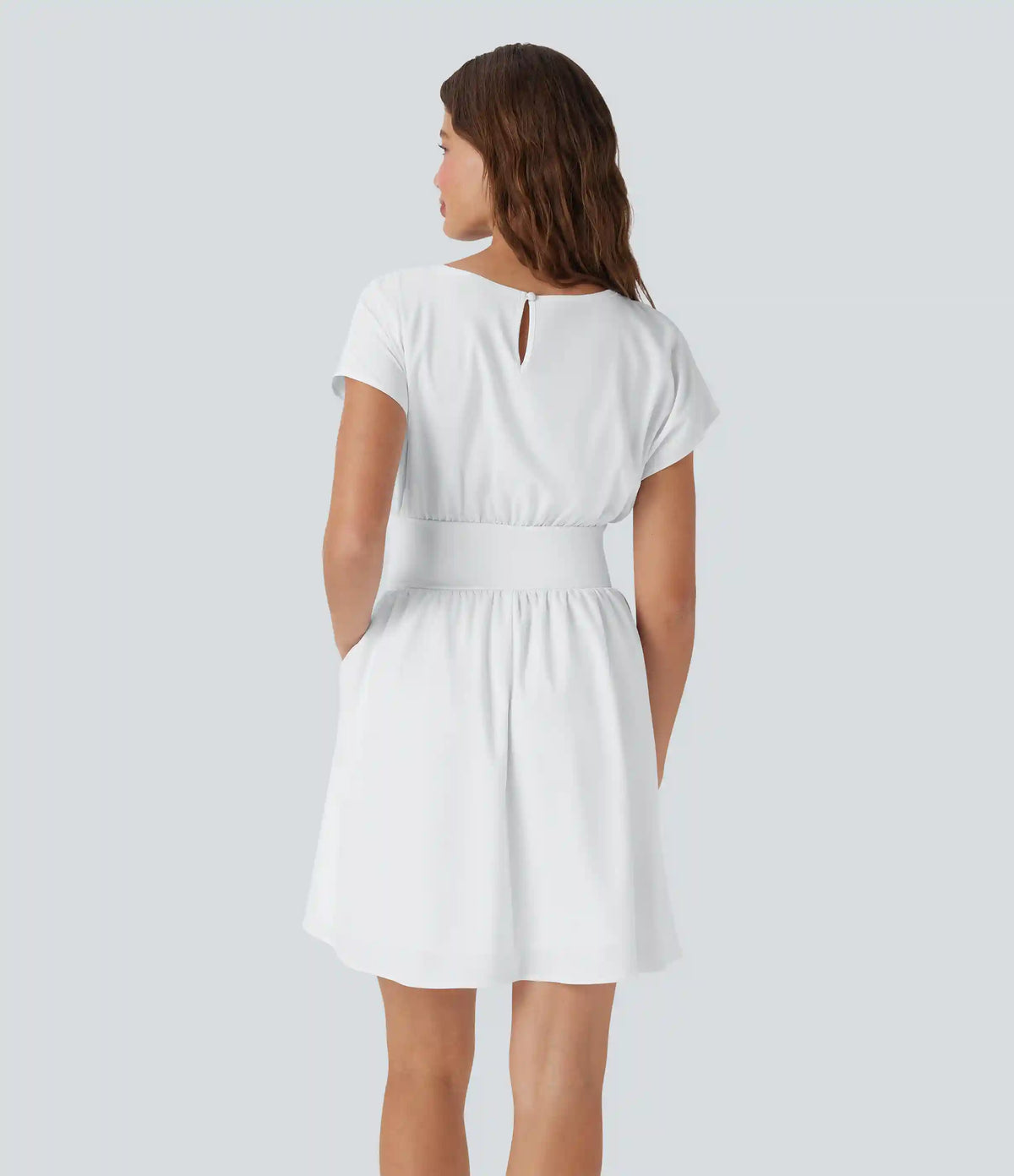 Breezeful™ Batwing Short Sleeve Flowy Quick Dry Mini Work Dress with Pockets
