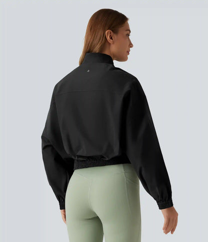 Stand Collar Long Sleeve Running Jacket with Pockets