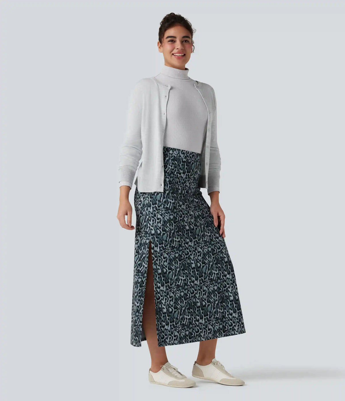 Halara UltraSculpt™ Leopard Print High Waisted Split Maxi Casual Skirt