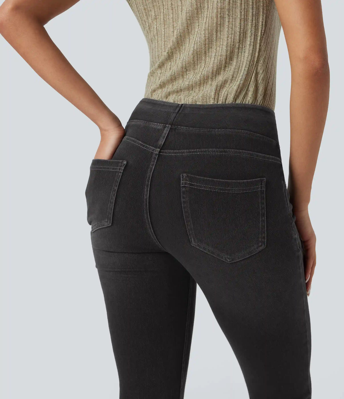 Halara Flex™ High-Waisted Denim Casual Capri Leggings with Pockets