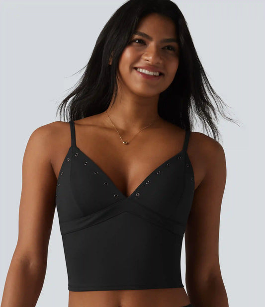 SoftlyZero™ Airy Adjustable Straps Eyelet Built-in Bra Cropped InstantCool Casual Tank Top
