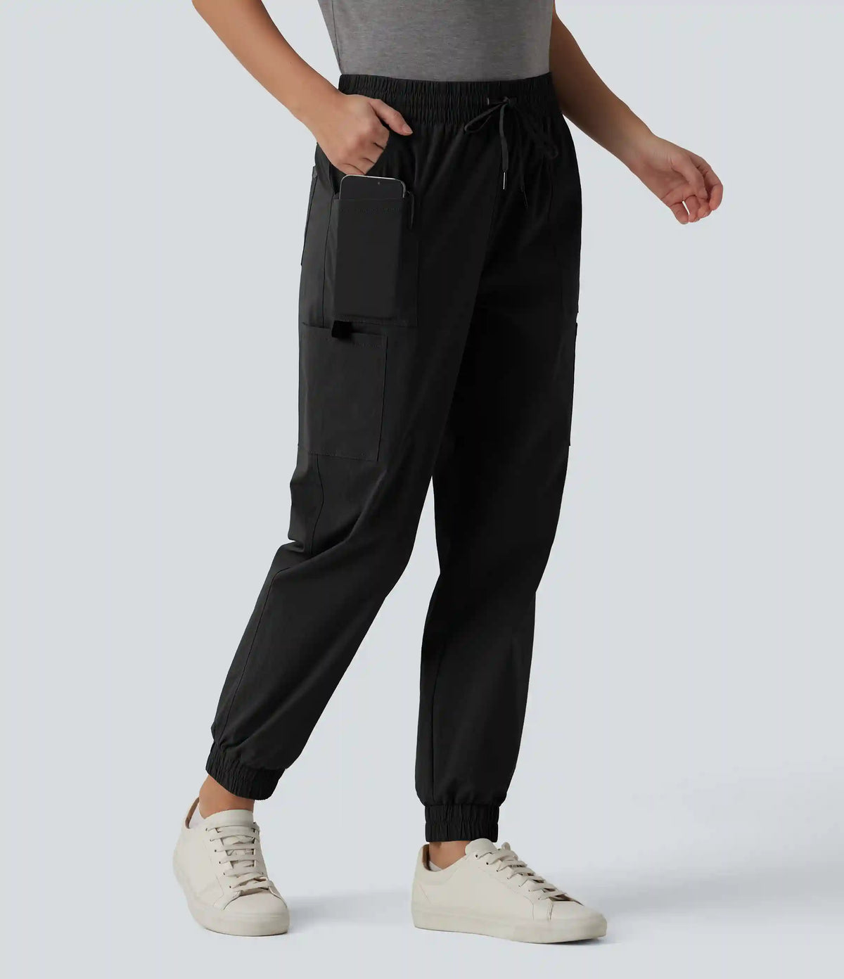 Mid Rise Drawstring Casual Cargo Joggers with Pockets