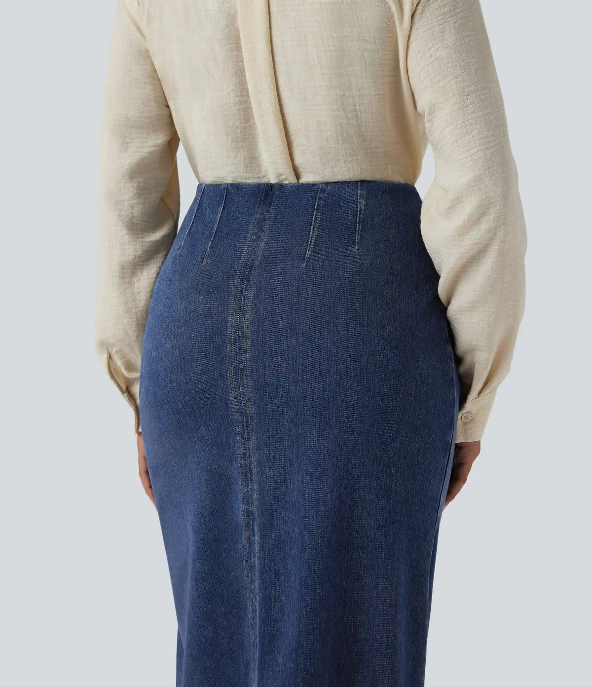 Halara Flex™ High Waisted 2-in-1 Split Bodycon Midi Casual Denim Skirt