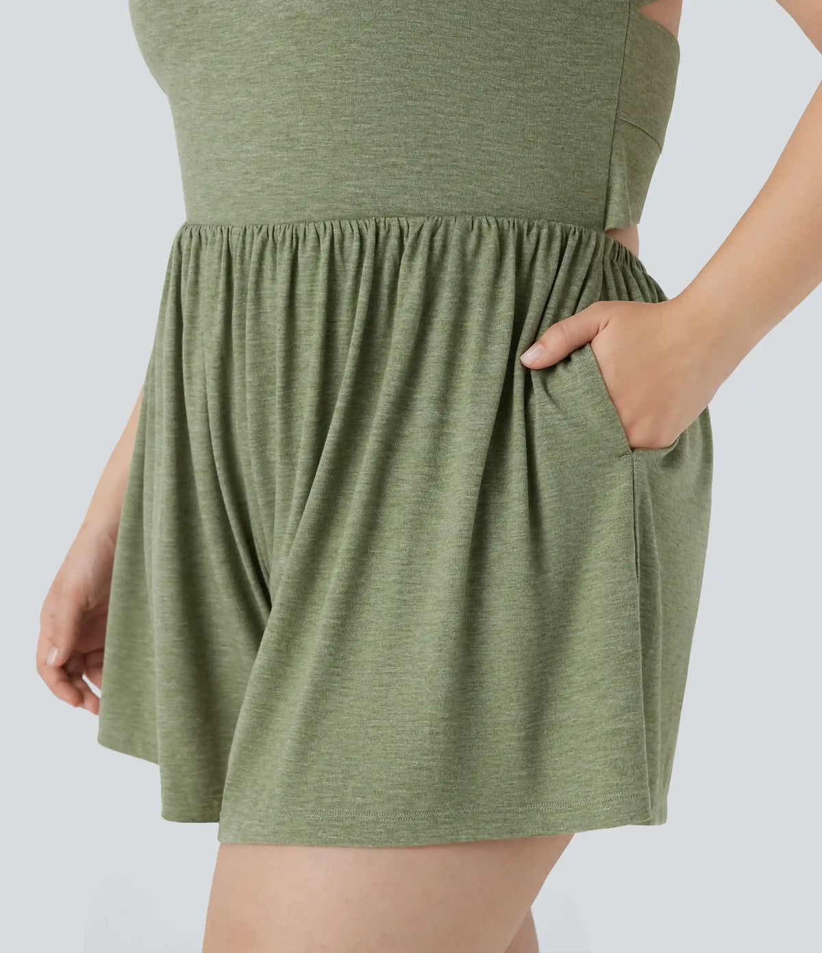 2-in-1 Plus Size Romper with Pockets-Easy Peezy Edition