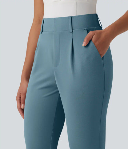 High Waisted Tapered Crepe Golf Pants with Pockets
