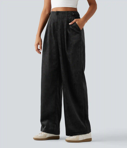 High Waisted Wide Leg Work Pants with Pockets