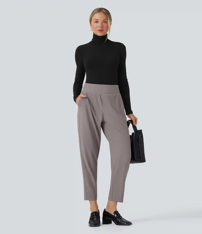 Halara Flex™ Mid Rise Tummy Control Micro Waffle Work Tapered Pants with Pockets