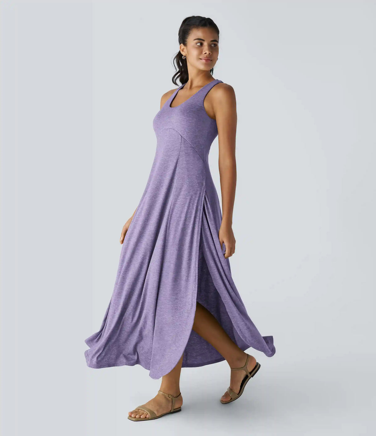 U Neck Flowy Maxi Casual Tank Dress