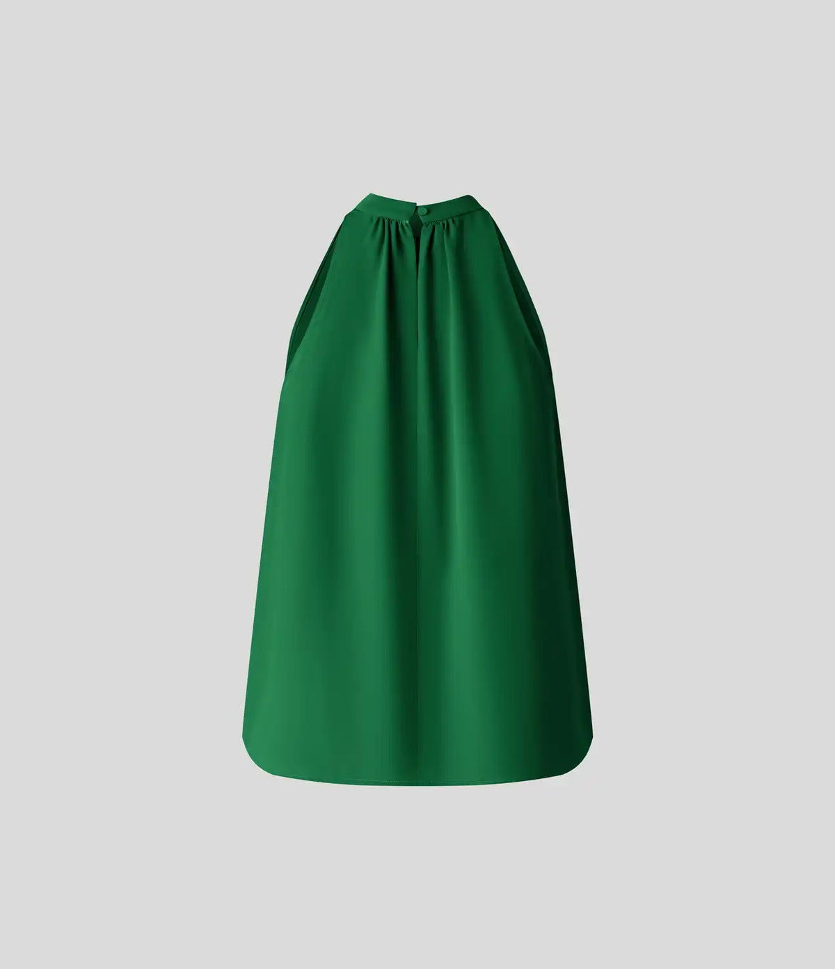 Keyhole Back Halter Sleeveless Curved Hem Work Blouse