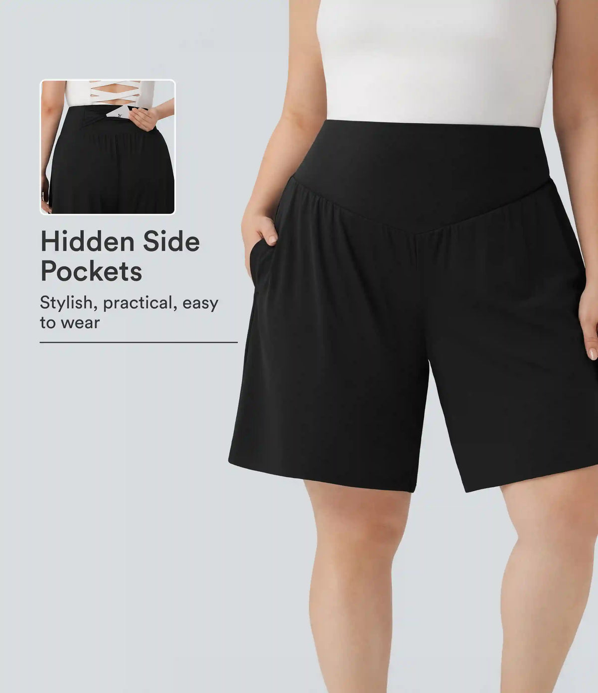 Plus Size SoftlyZero™ Airy High Waisted InstantCool Yoga Bermuda Shorts with Pockets