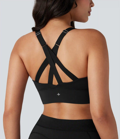 SpeedWave™ Medium Support Push Up Zipper Adjustable Buckle Quick Dry Running Sports Bra DD-F Cups