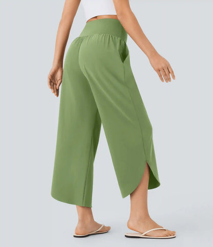 Breezeful™ High Waisted Tummy Control Split Hem Quick Dry Resort Pants with Pockets
