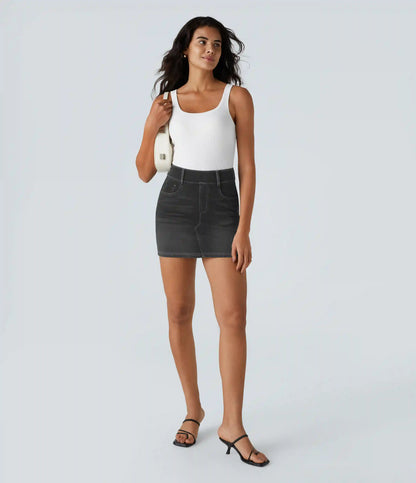 Halara Flex™ High Waisted Pockets Bodycon Mini Washed Denim Casual Skirt