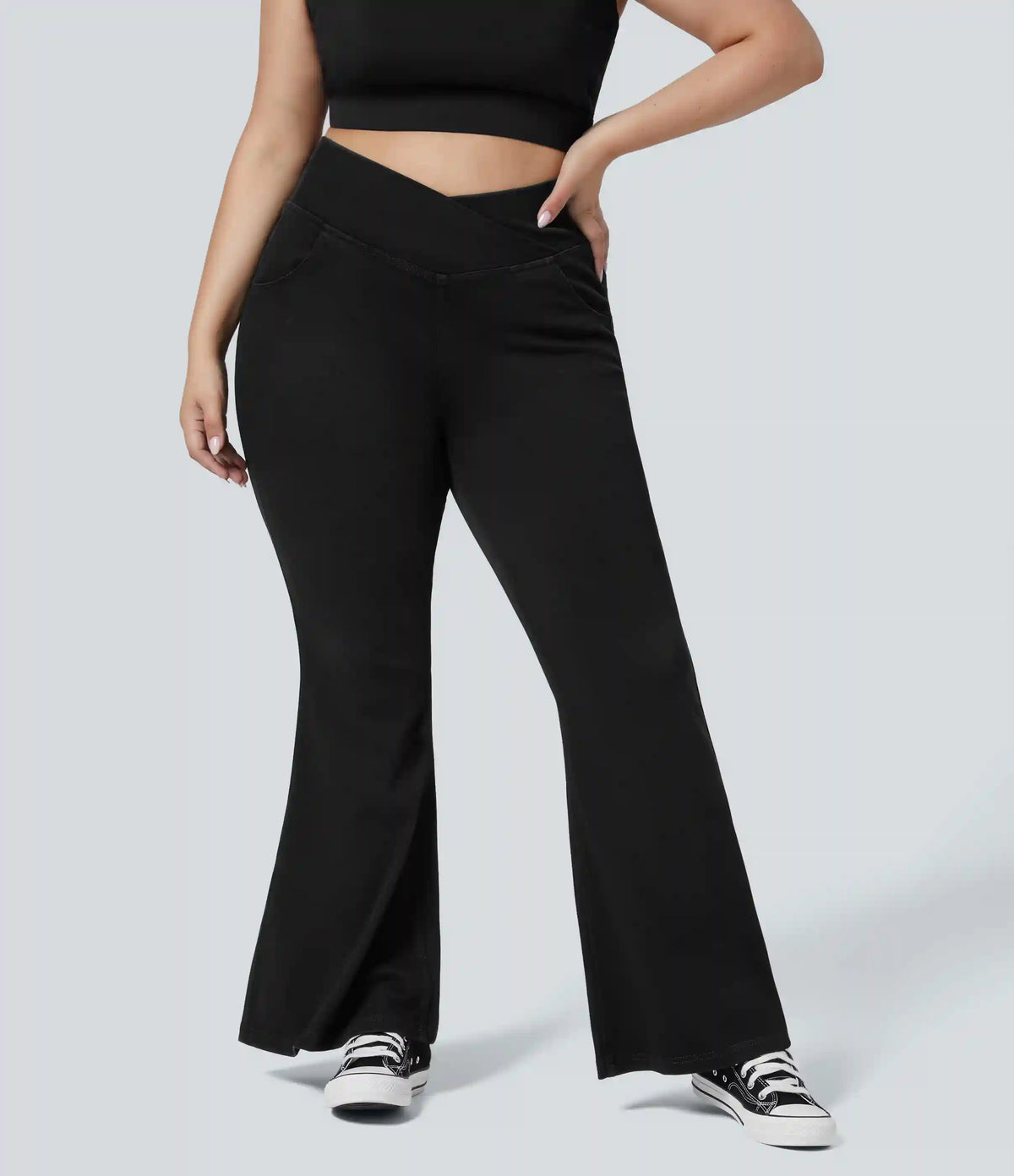 Halara Flex™ High Waisted Crossover Pocket Washed Casual Plus Size Jeans
