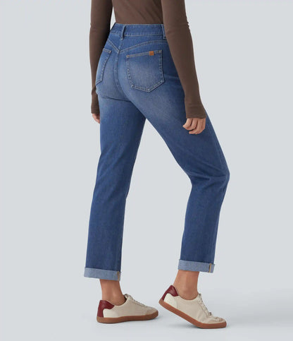 Halara Flex™ High Waisted Rolled Hem Casaul Slim Jeans with Pockets