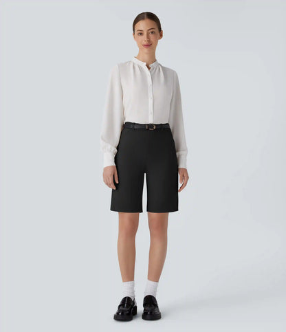 Mid Rise Zipper Pocket Work Bermuda Shorts 9''