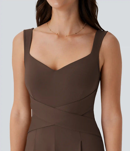 U Back Sleeveless Casual Jumpsuit with Pockets