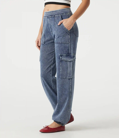 Halara Flex™ Denim Mid Rise Casual Cargo Joggers with Pockets