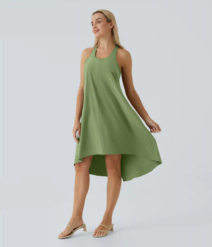 Breezeful™ RacerPocket High Low Flowy Midi Quick Dry Casual Dress