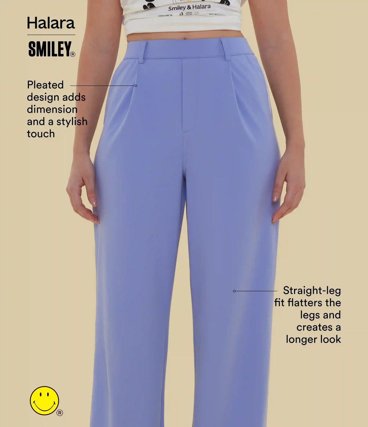 Halara X Smiley® Halara Flex™ DayStretch High Waisted Straight Leg Work Pants with Pockets