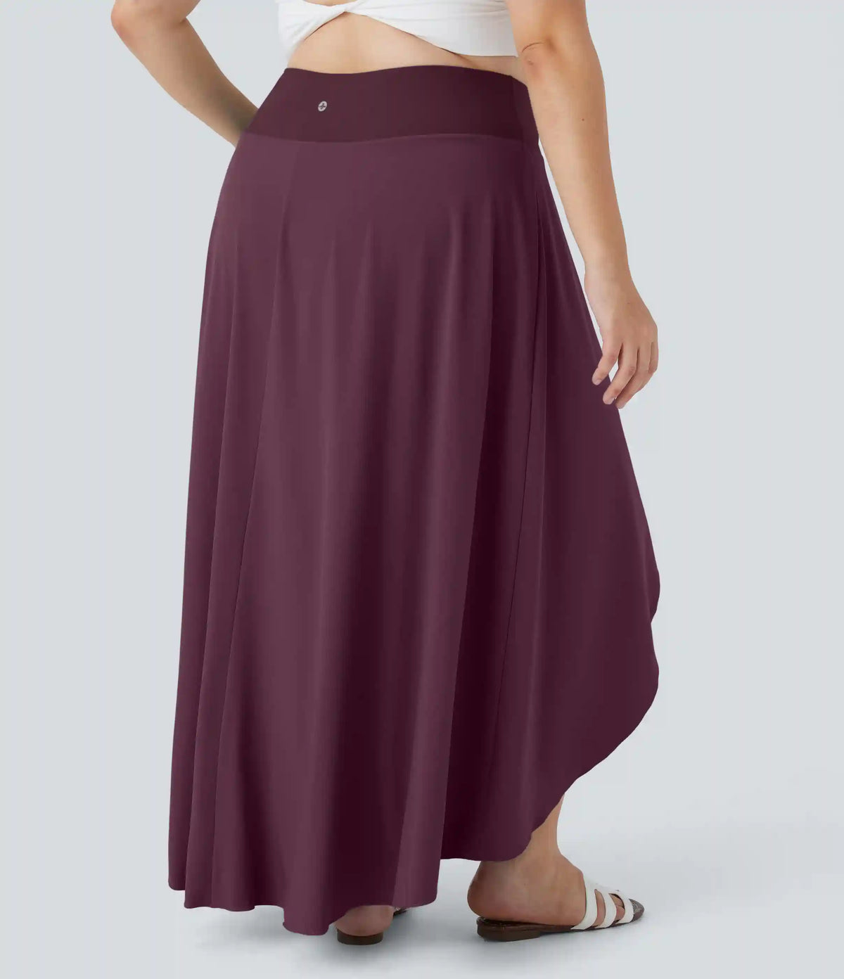 Breezeful™ High Waisted High Low Ruffle 2-in-1 Flowy Midi Quick Dry Casual Plus Size Skirt