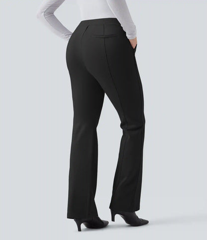 High Waisted Flare Work Pants with Pockets