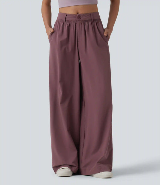 Mid Rise Casual Baggy Pants with Pockets