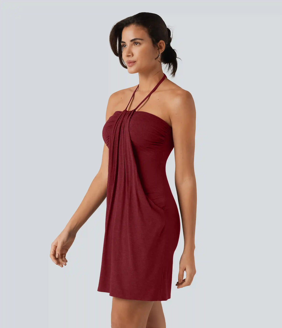 Halter Tie Back Mini Resort Dress with Pockets
