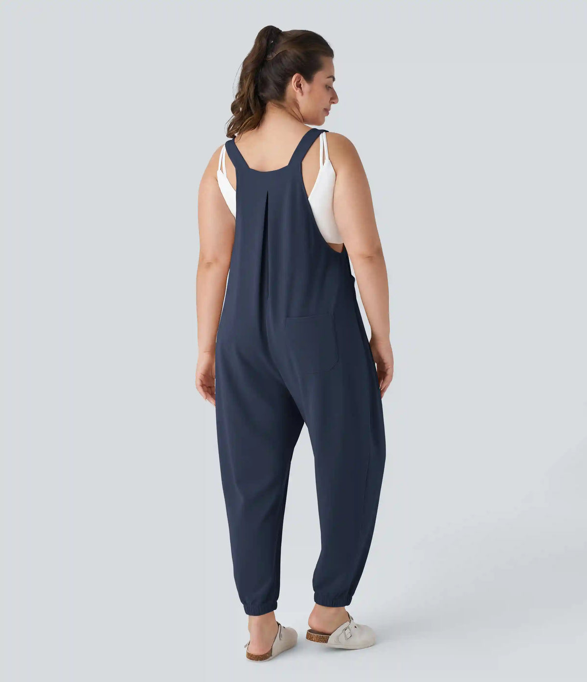 Pockets Waffle Casual Plus Size Jogger Overalls