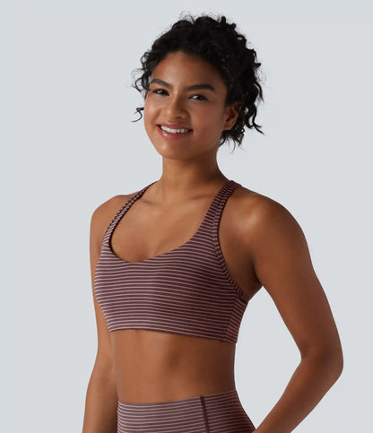 Medium Support Racerback Stripes Training Sports Bra