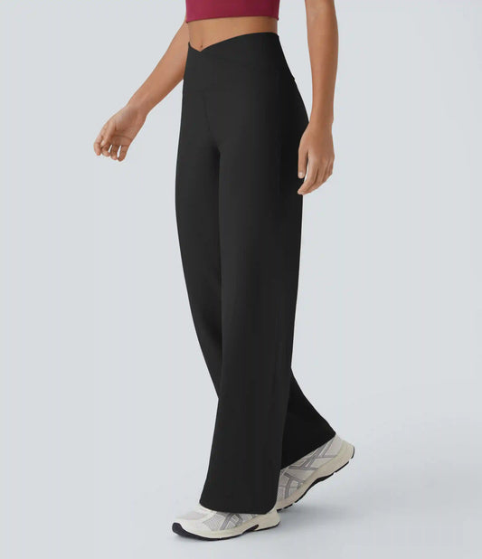 DayStretch Crossover High Waisted Pocket Wide Leg Yoga Pants