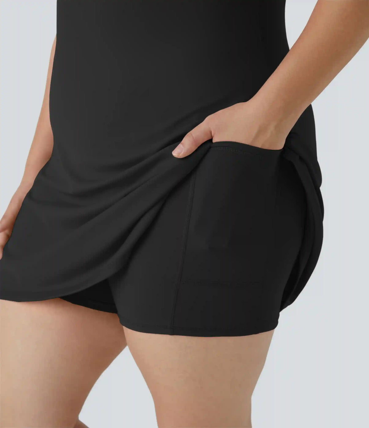 Everyday SoftlyZero™ Plush Backless 2-in-1 Flare Workout Plus Size Dress-Wannabe-Easy Peezy