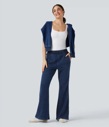 Halara Flex™ Mid Rise French Terry Casual Flare Sweatpants Jeans with Pockets