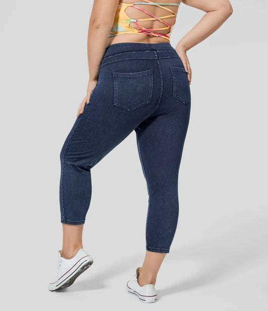 Halara Flex™ High Waisted Pocket Denim Capri Plus Size Casual Leggings