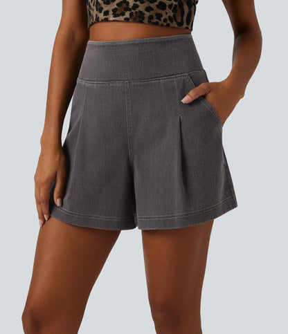 Halara Flex™ High Waisted Denim Casual Baggy Shorts 4'' with Pockets