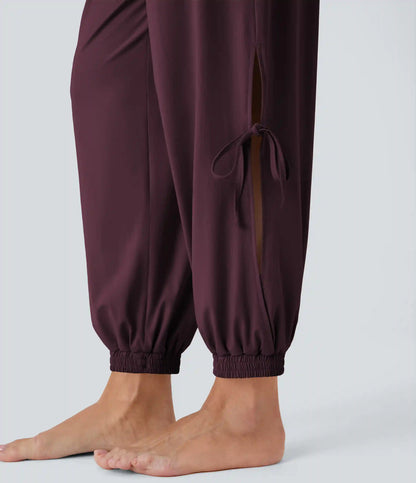 Sleeveless Cut Out Drawstring Pocket InstantCool Yoga Jumpsuit-UPF50+