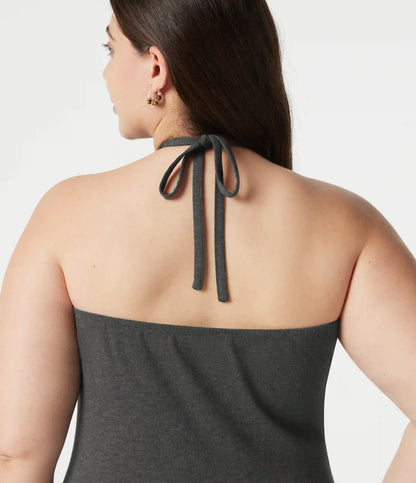 Plus Size Halter Tie Back Maxi Dress with Pockets