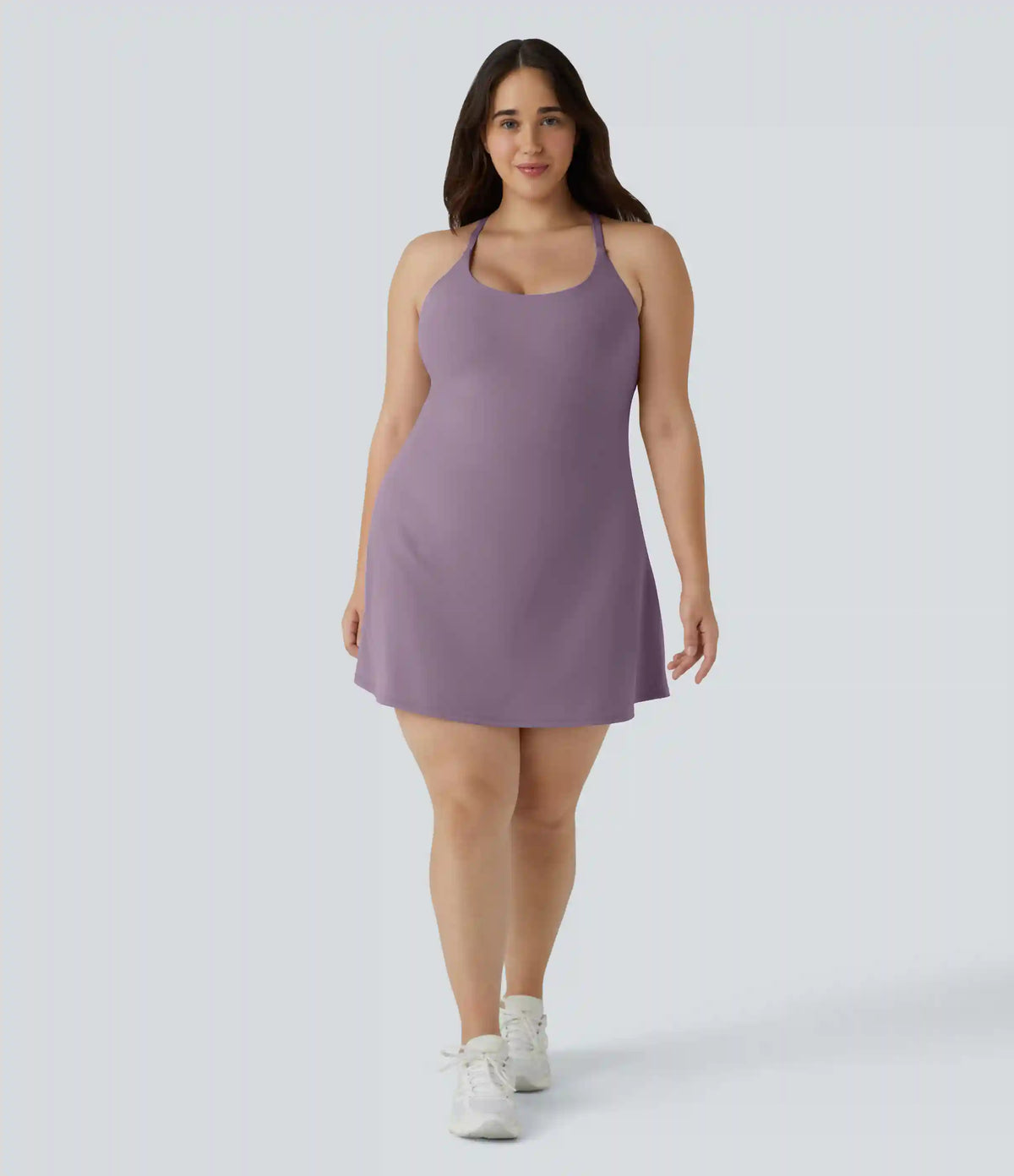 Everyday SoftlyZero™ Plush Backless 2-in-1 Flare Workout Plus Size Dress-Wannabe-Easy Peezy