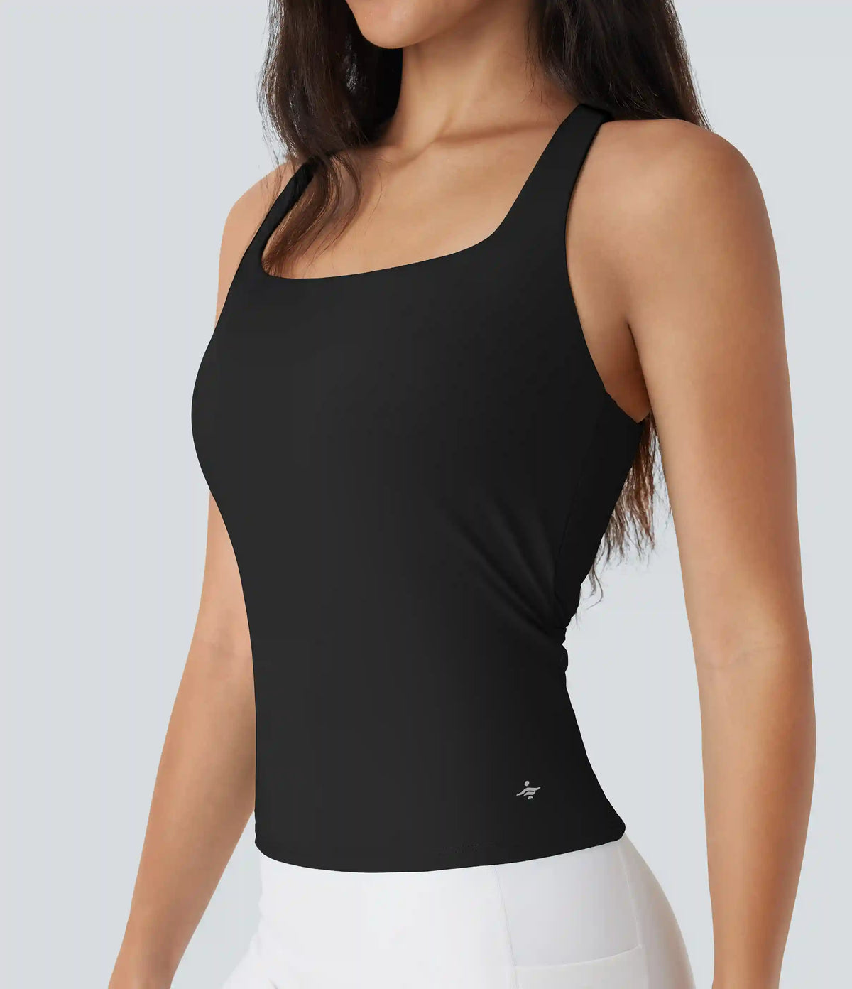SoftlyZero™ Airy Square Neck Cropped InstantCool Running Tank Top-Longer Length