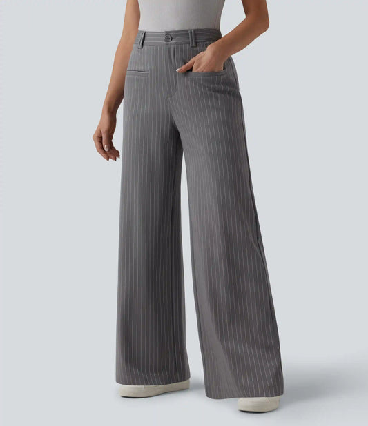 Halara Flex™ Mid Rise Wide Leg InstantCool Stripe Work Pants with Pockets