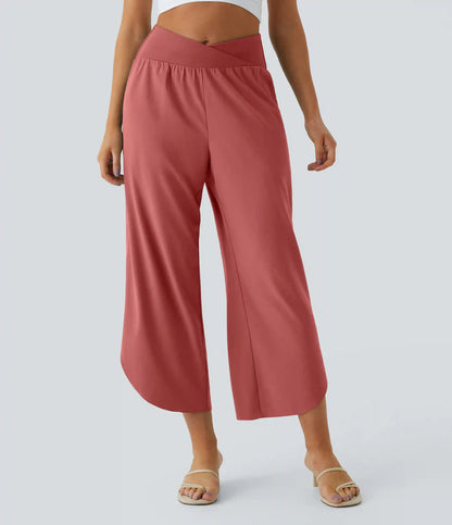 Breezeful™ High Waisted Crossover Quick Dry Resort Pants with Pockets