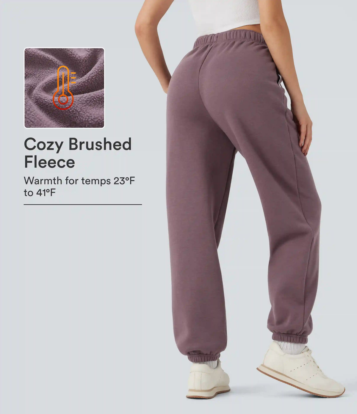 High Waisted Inside Drawstring Fleece Casual Joggers with Pockets